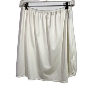 Vintage Vassarette White Half Slip, Lace Trim Sized as Vtg L 19" Length 90s